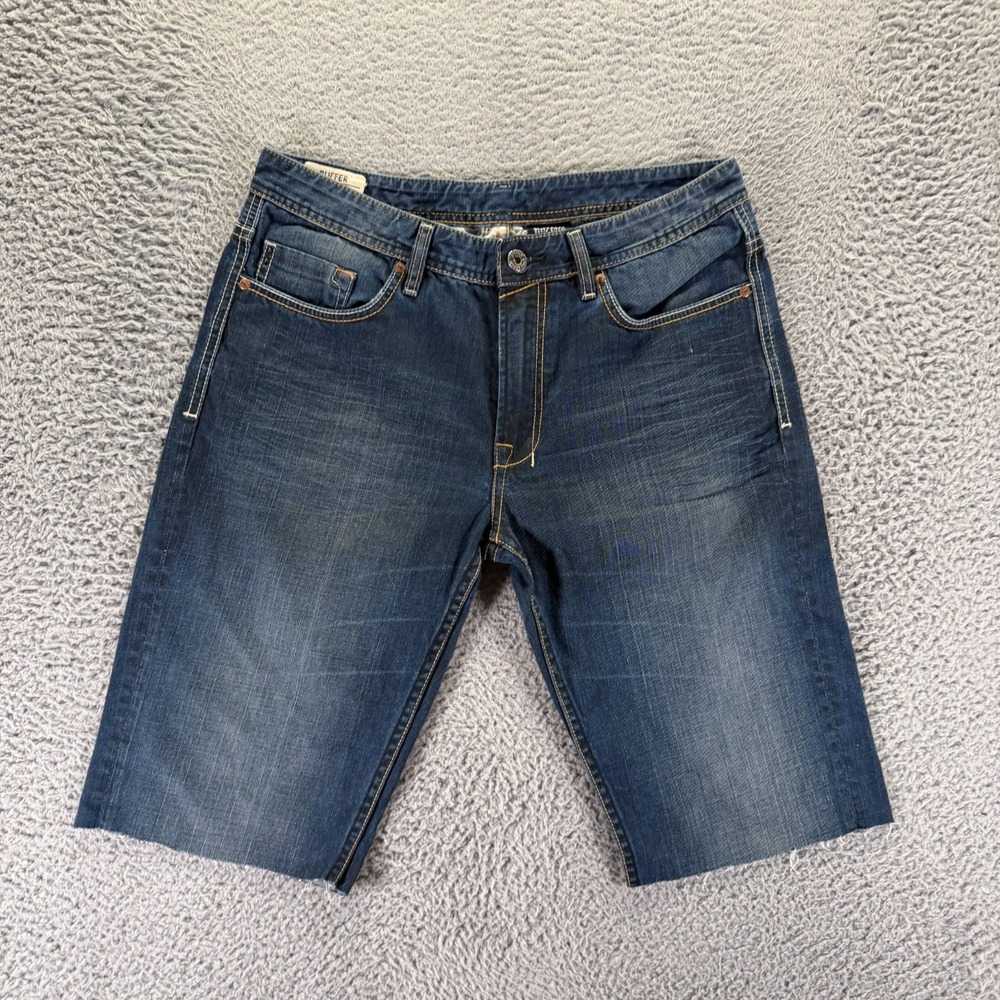 Buffalo David Bitton Ruffer Shorts Mens 33 Blue Cotton Denim Bermuda Jorts Faded